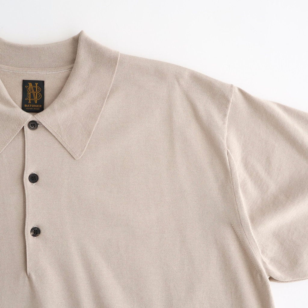 CARIBBEAN SEAISLAND COTTON POLO SHORT SLEEVE #GREIGE [BN-26SM-064]