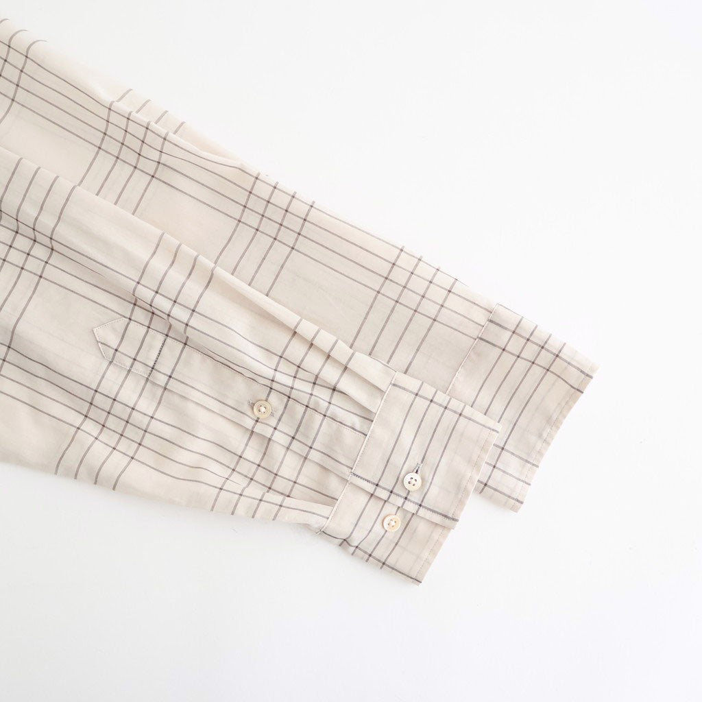 OPEN COLLAR L/S SHIRT #IVORY CHECK [M26A18SH01C]
