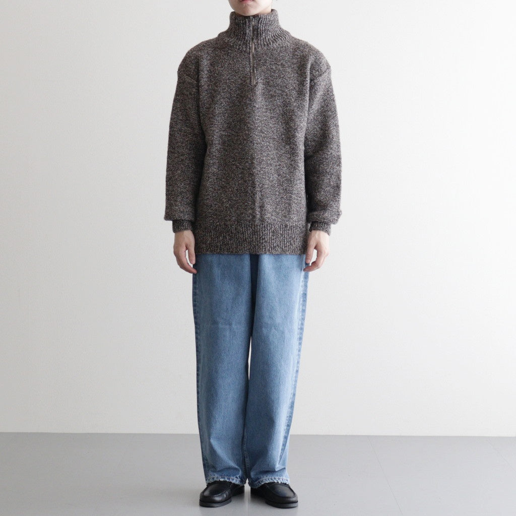 British Wool Half Zip Knit Made by macalastair #Light Graphite×Gritstone [6033-1301]