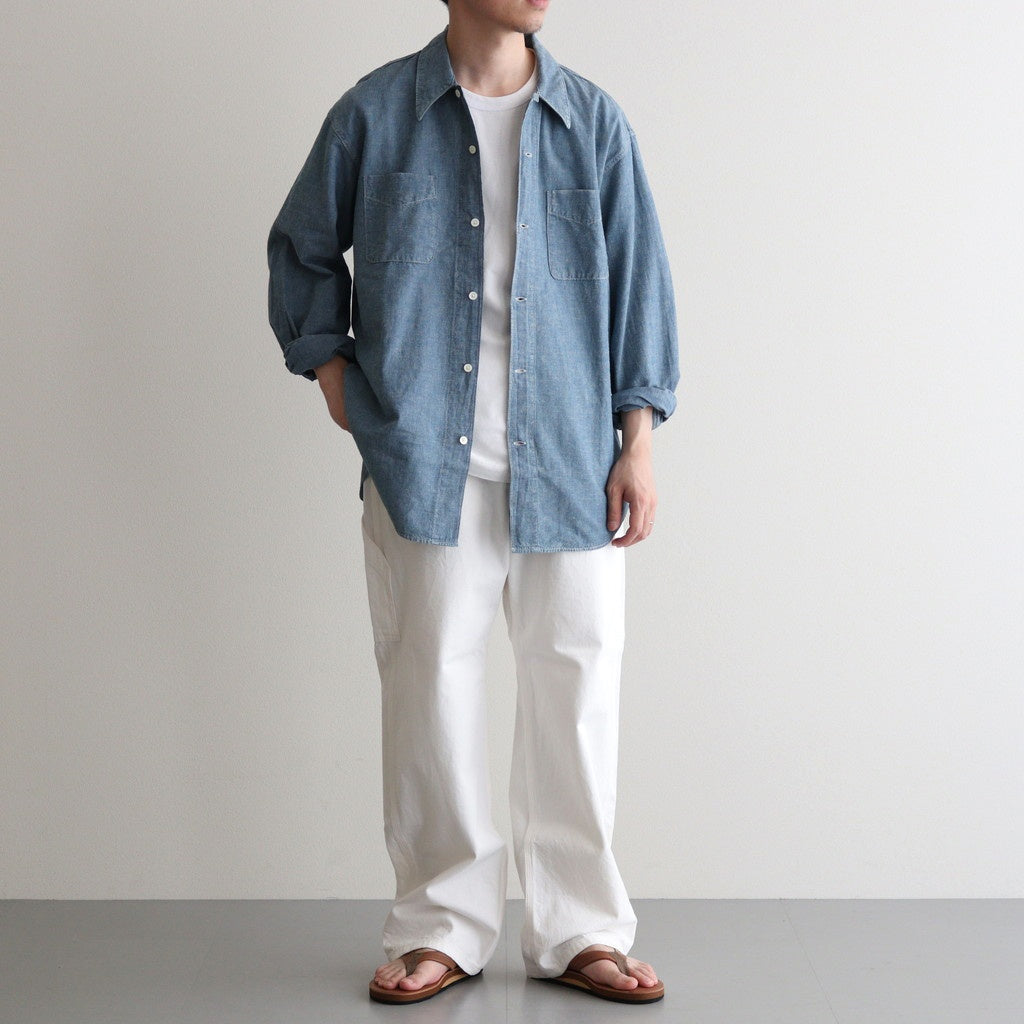 CHAMBRAY WORKADAY LS SHIRT #INDIGO(FADE) [PMAT-LS05]
