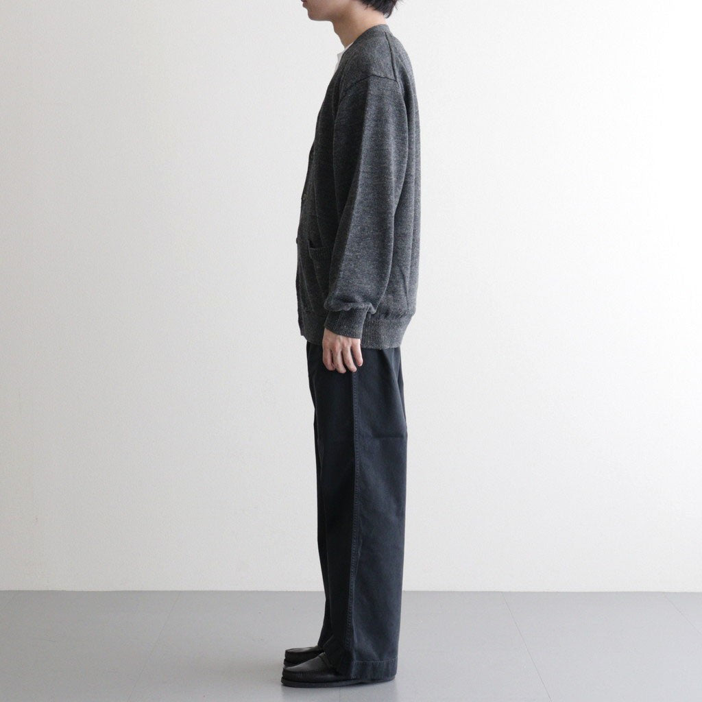 WASHED HIGH COUNT LINEN V NECK CARDIGAN #CHARCOAL [BN-26SM-021]