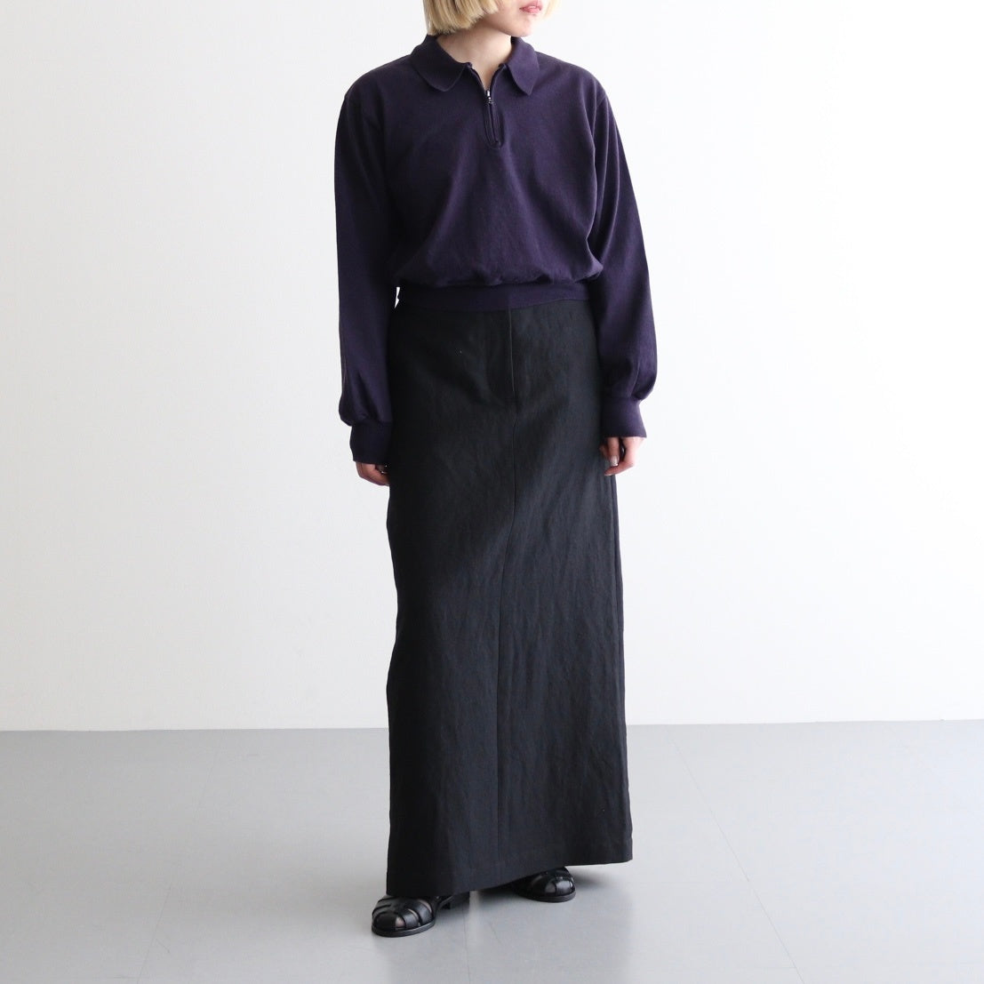 Co/Silk Nep Harf-Zip Shirt #DarkPurple [BHS25S037]