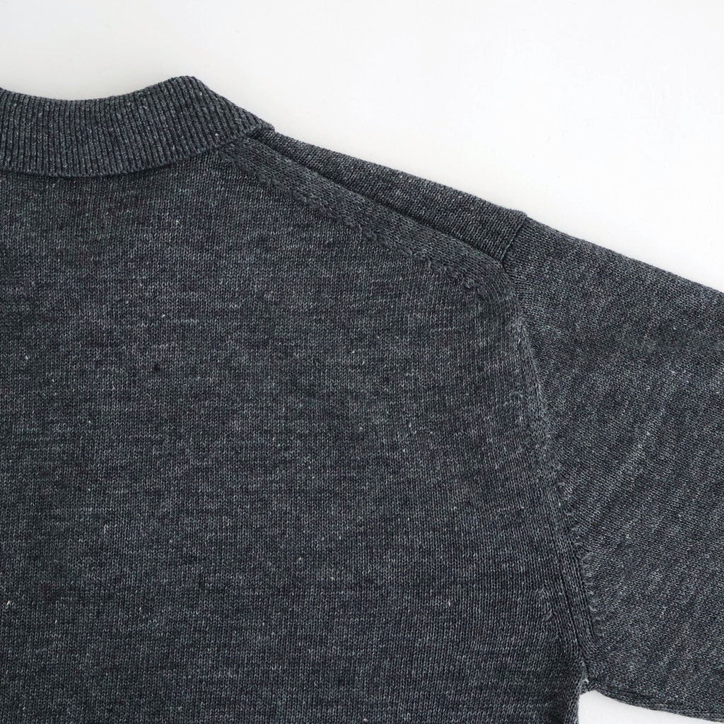 WASHED HIGH COUNT LINEN POLO #CHARCOAL [BN-26SM-022]