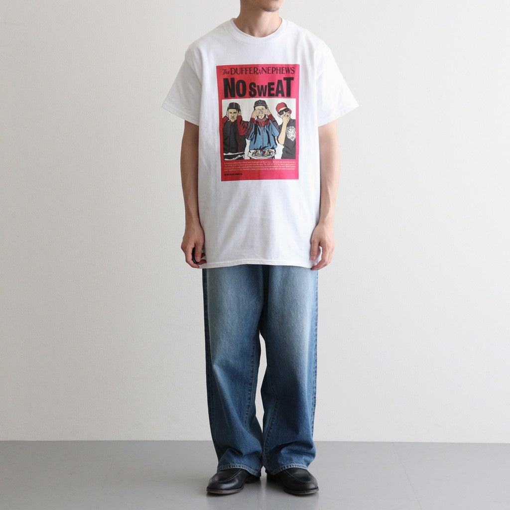 SHORT SLEEVE PRINT-T "NO SWEAT" #WHITE [DNA25T03]