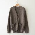 WASHED HIGH COUNT LINEN V NECK CARDIGAN #BROWN [BN-26SM-021]
