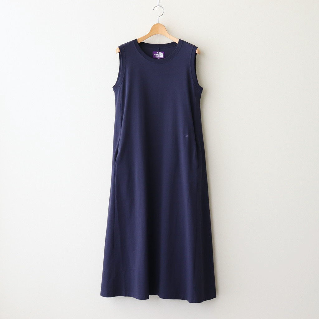Cotton Jersey Sleeveless Flared Dress #Navy [N25SF060]