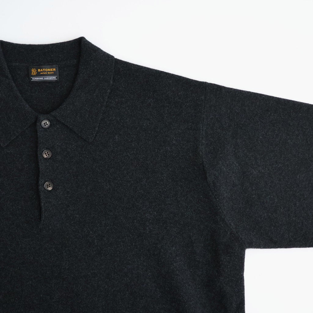 SUNSHINE CASHMERE POLO #HEATHER BLACK [BN-26FM-059]