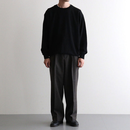 TWEED WOOL ONE TUCK TROUSERS #BROWN [BN-26FM-023]