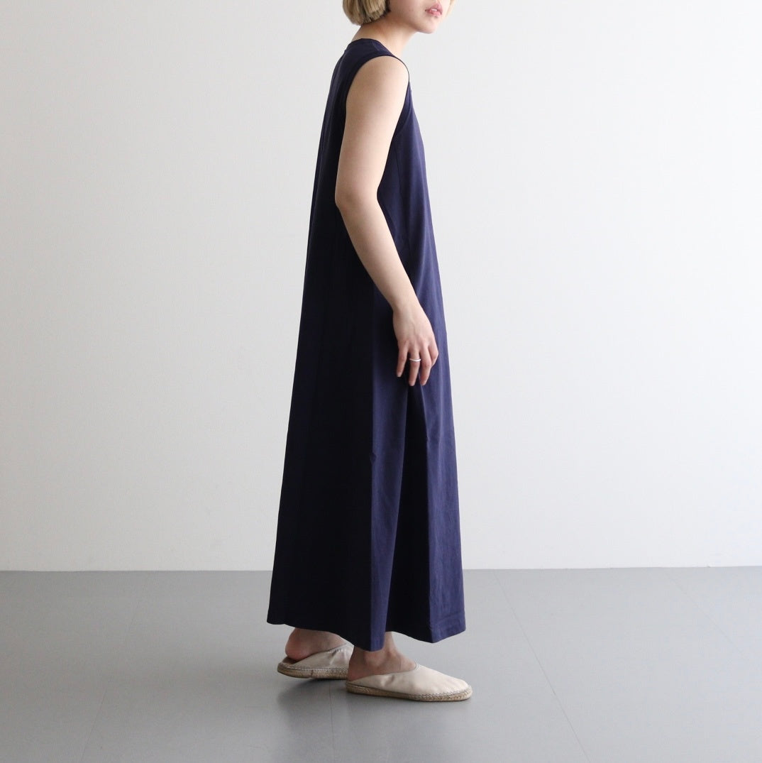 Cotton Jersey Sleeveless Flared Dress #Navy [N25SF060]