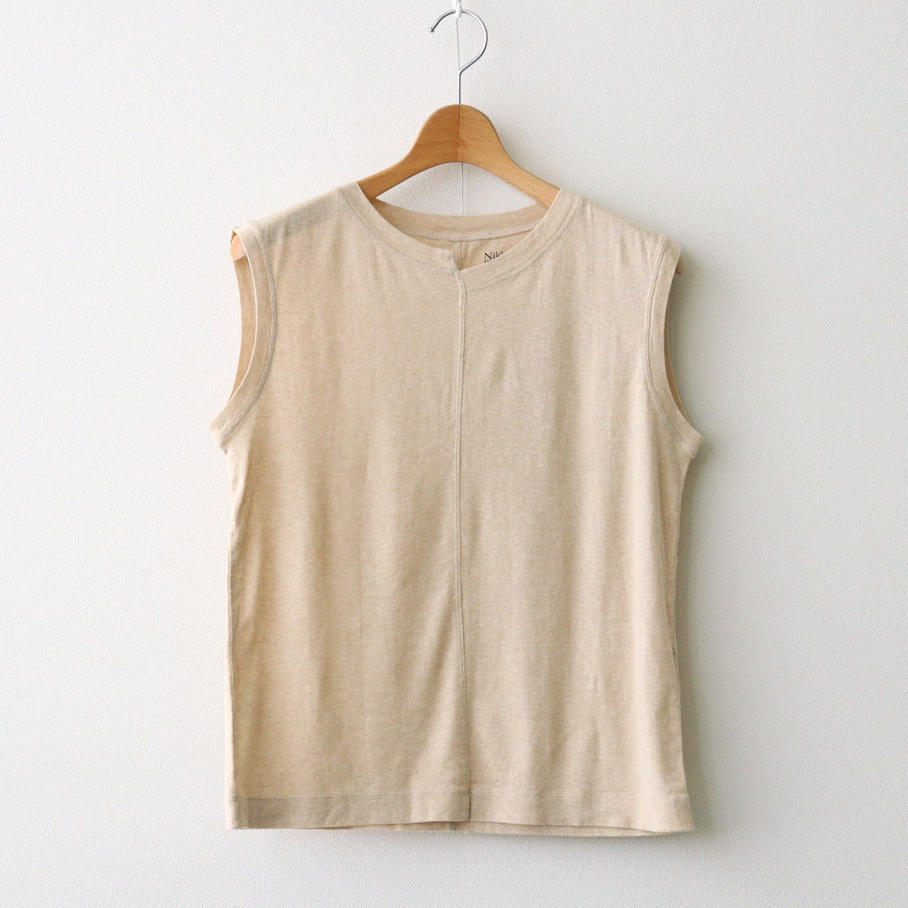 Giza Cotton Fraise Stitch Suleeveless #TOP Beige [NEP-SS2621]
