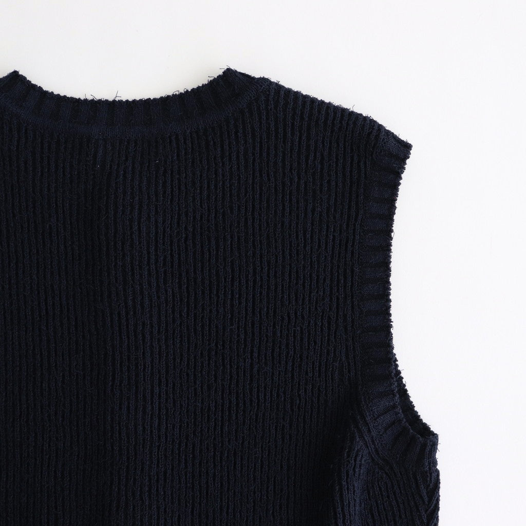 Cotton Snarl Yarn Knit Vest #NAVY [NEP-SS2533W]