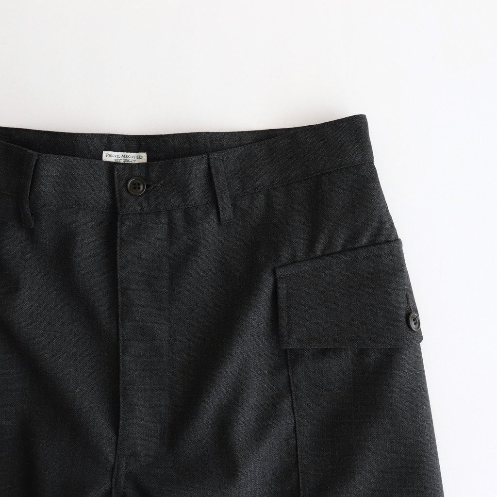HOPSACK WIDE POCKET TROUSERS #CHARCOAL [PMAT-PT06]
