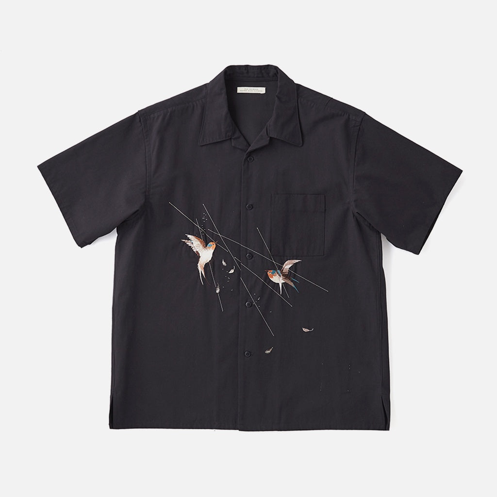 SILK NEP CLOTH SOUVENIR SHIRTS (Short-sleeve) #ONYX [251OJ-SH14]