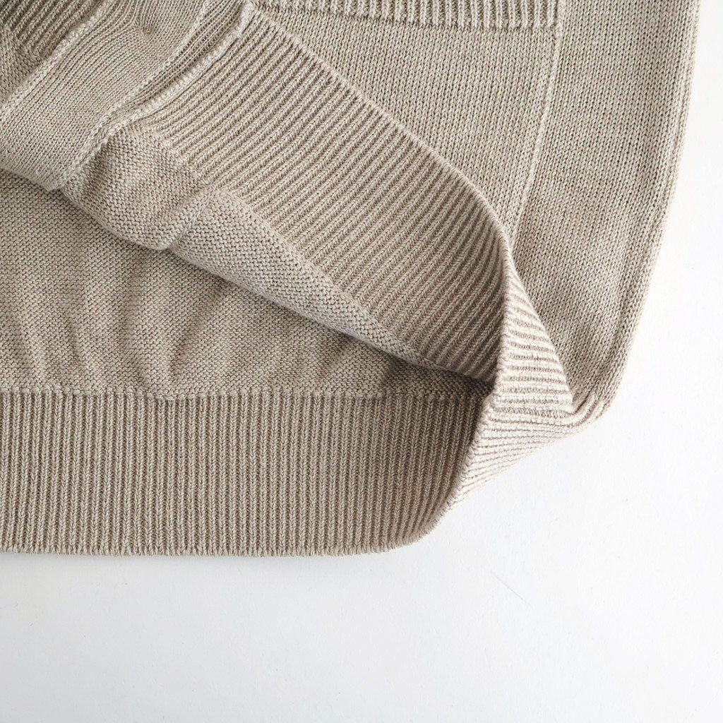 WASHED HIGH COUNT LINEN V NECK CARDIGAN #NATURAL [BN-26SM-021]