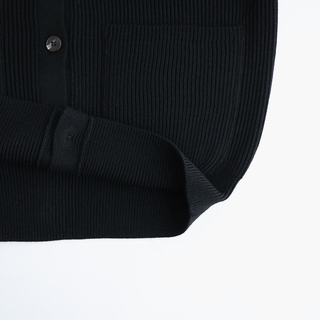 SOLID WOOL RIB POLO CARDIGAN #BLACK [BN-26FL-032]