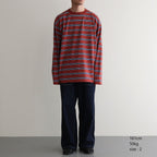 BORDER LONG SLEEVE TOP #N.REDxSAX [PMAT-CL02]