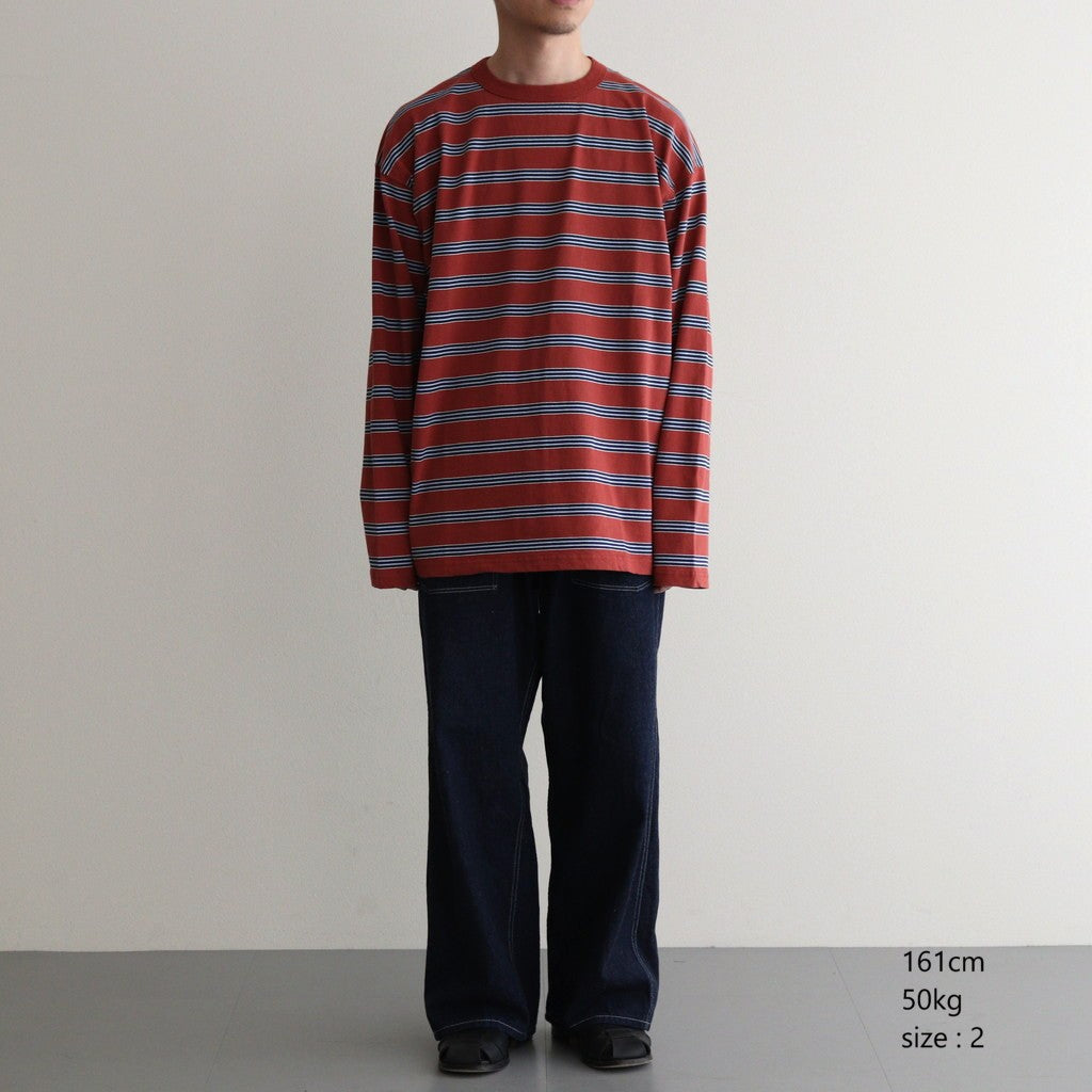 BORDER LONG SLEEVE TOP #N.REDxSAX [PMAT-CL02]