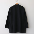 CHAMBRAY STAND COLLAR CUFFLESS SHIRT #BLACK [BHS23F018]