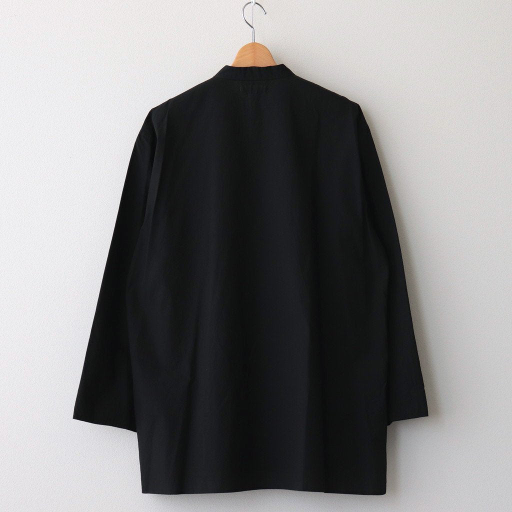 CHAMBRAY STAND COLLAR CUFFLESS SHIRT #BLACK [BHS23F018]