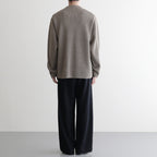 SOLID WOOL RIB CREW NECK #MELANGE BROWN [BN-25FM-042]