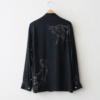 ORIGINAL PRINTED OPEN COLLAR SHIRTS (ANIMAL DRAWING) Long-sleeve #BLACK [261OJ-SH18]