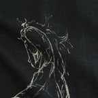 ORIGINAL PRINTED OPEN COLLAR SHIRTS (ANIMAL DRAWING) Short-sleeve #BLACK [261OJ-SH22]