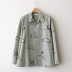 ORIGINAL PRINTED OPEN COLLAR SHIRTS (Animal Drawing) Long-sleeve #CELADONN [251OJ-SH18]