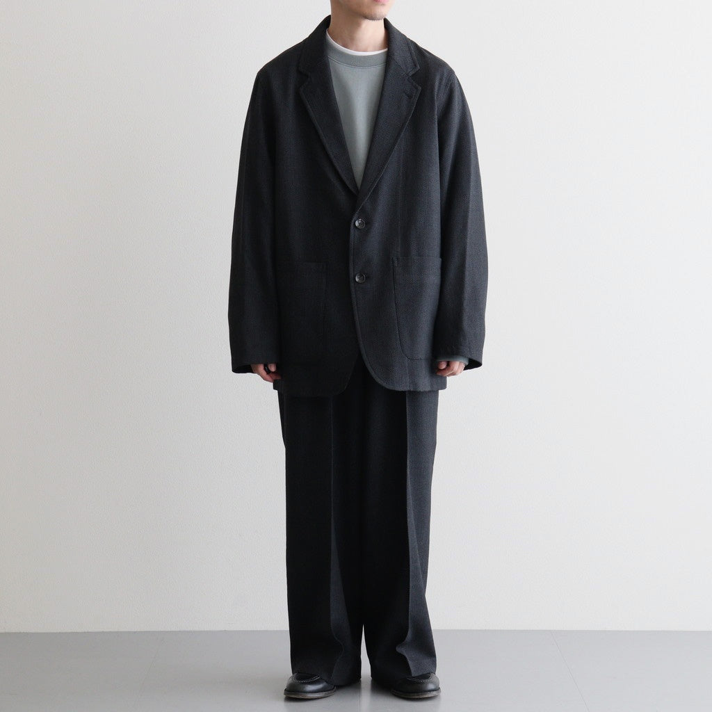 SINGLE PLEAT WIDE TROUSERS #GRAY BIRD’S-EYE [M26C10PT02C]