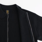 SOLID WOOL RIB POLO ZIP UP CARDIGAN #BLACK [BN-25FM-044]