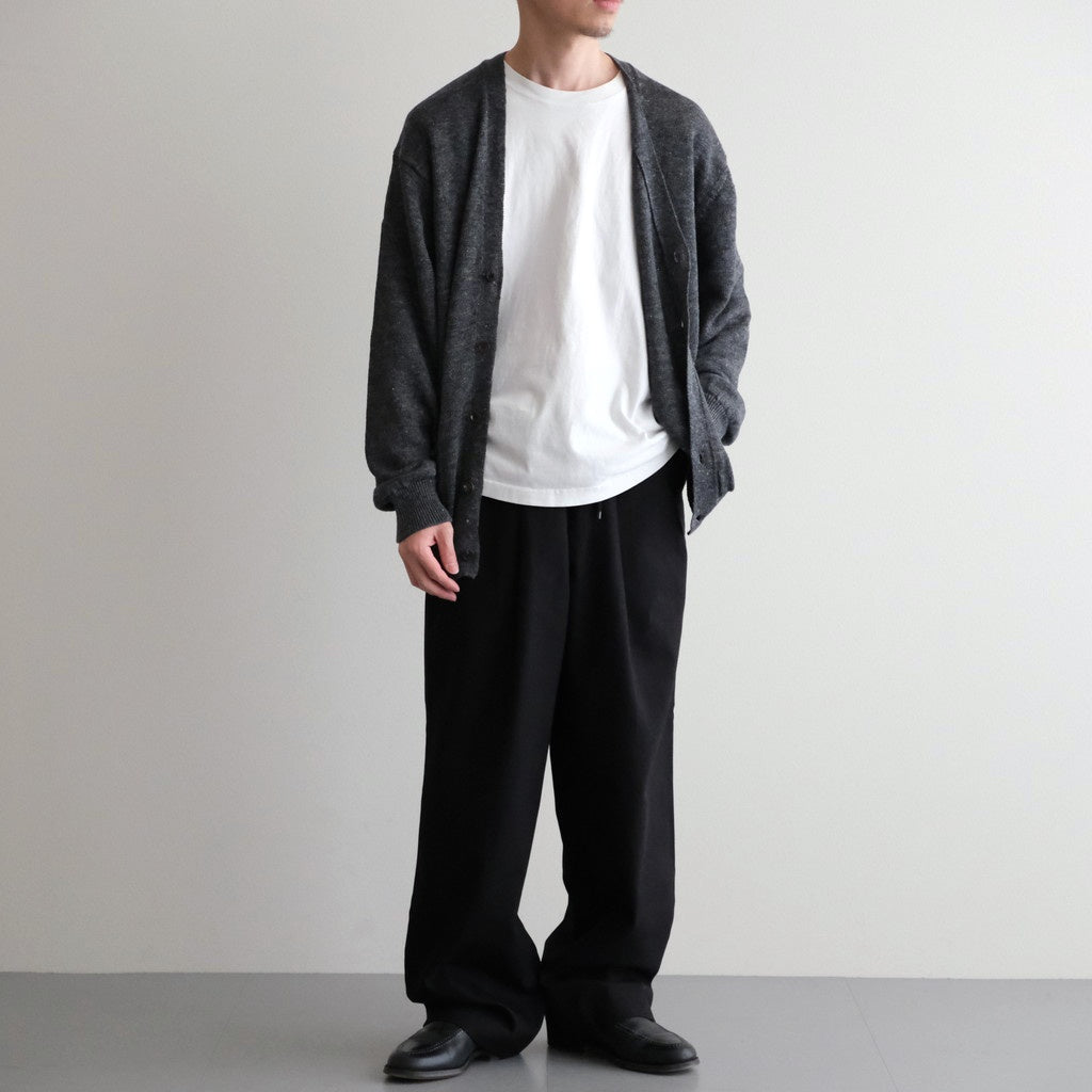 WASHED HIGH COUNT LINEN V NECK CARDIGAN #CHARCOAL [BN-26SM-021]