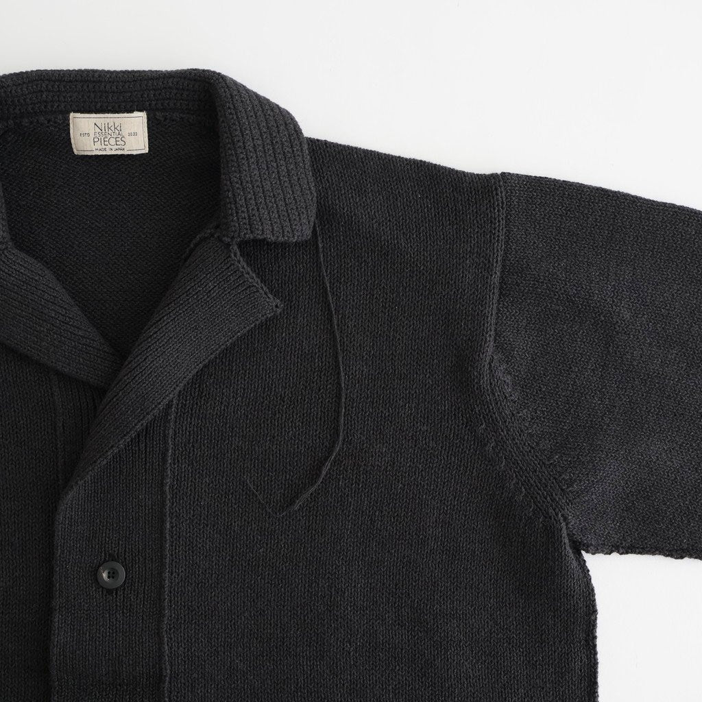 Cotton Fancy Yarn Crochet Collar Knit Jacket #Charcoal [NEP-SS2628]