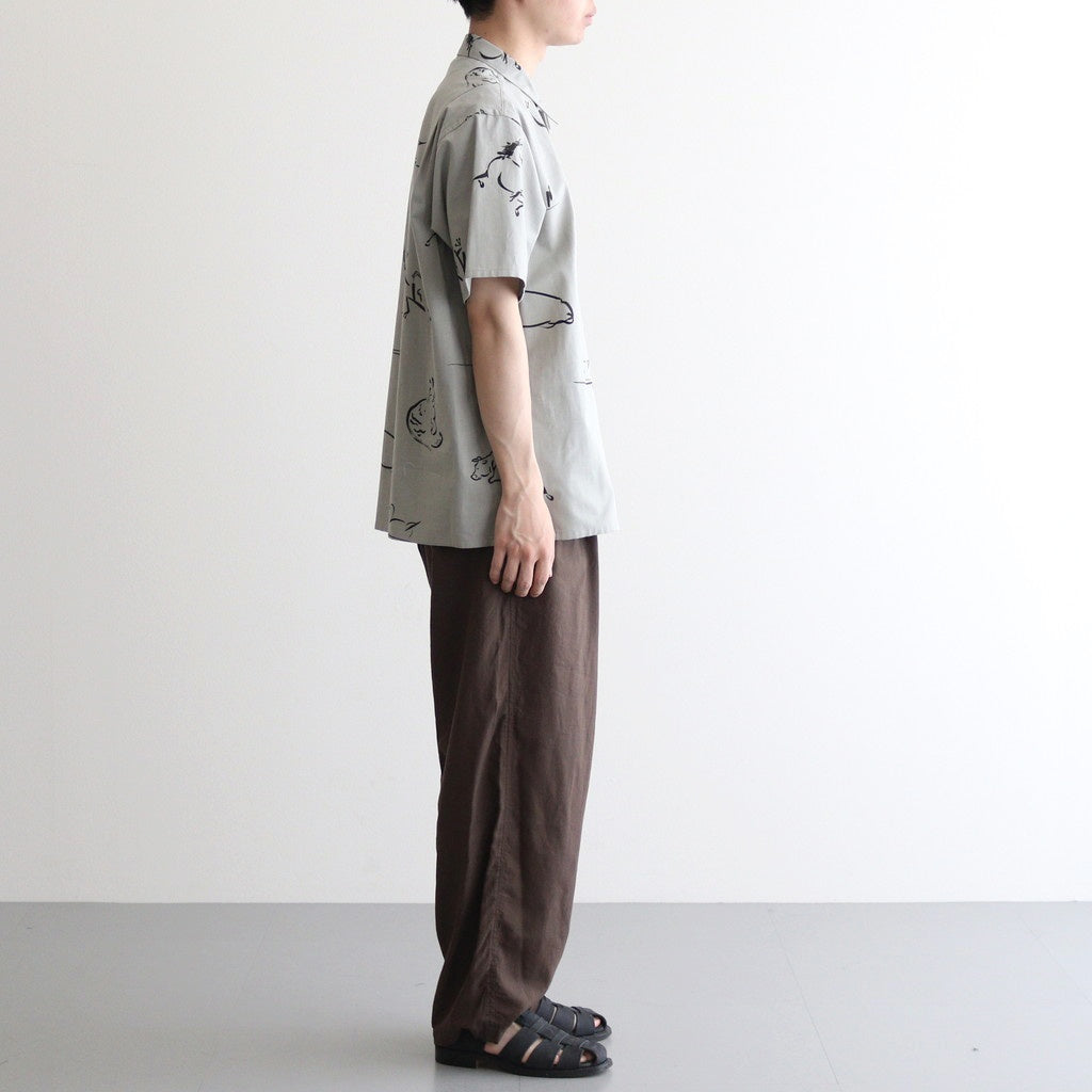 ORIGINAL PRINTED OPEN COLLAR SHIRTS (Animal Drawing) Short-sleeve #CELADONN [251OJ-SH22]