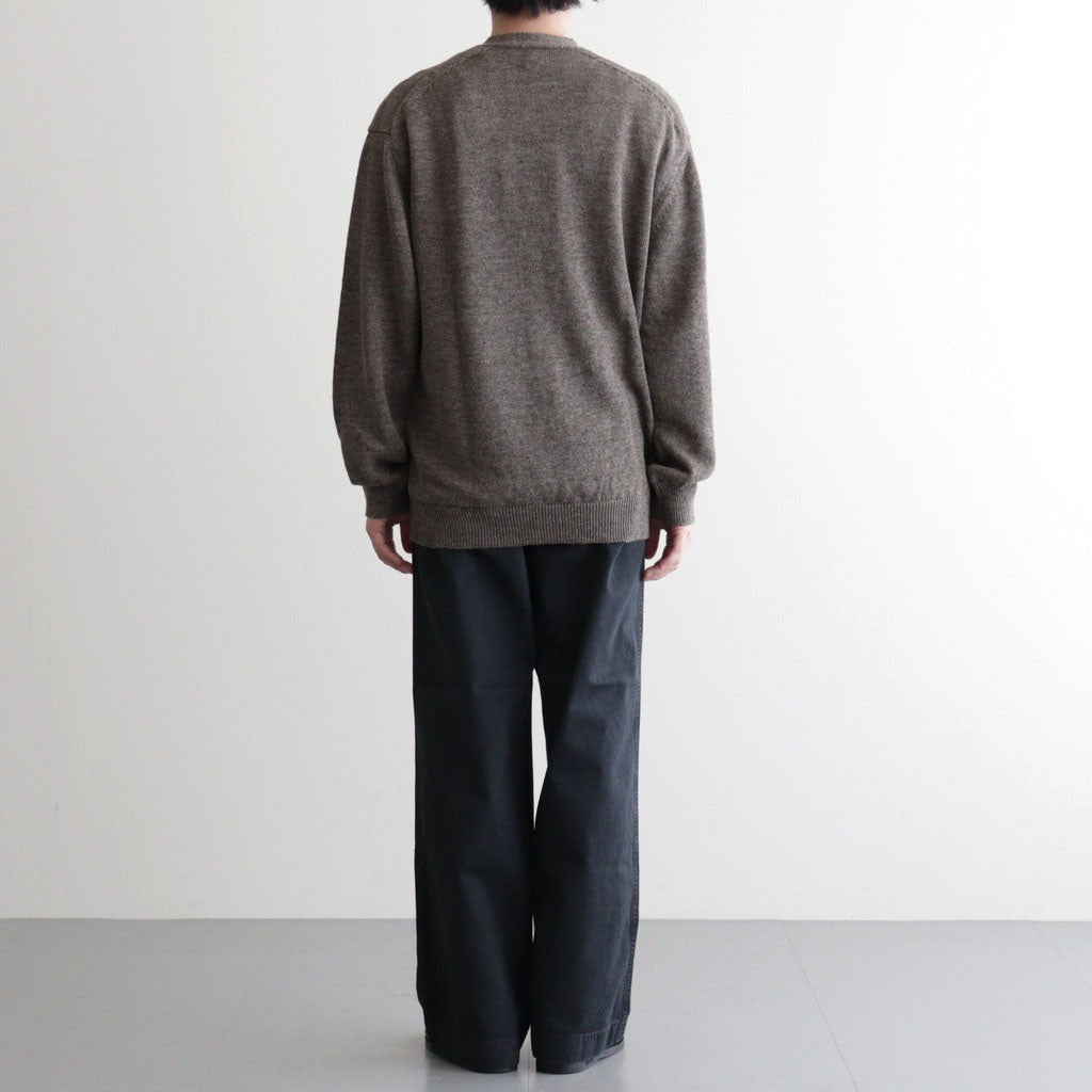 WASHED HIGH COUNT LINEN V NECK CARDIGAN #BROWN [BN-26SM-021]