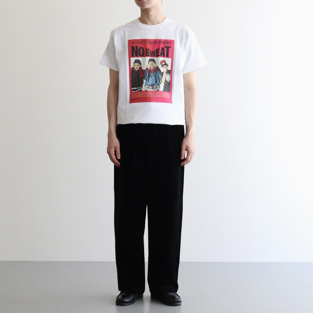 SHORT SLEEVE PRINT-T "NO SWEAT" #WHITE [DNA25T03]