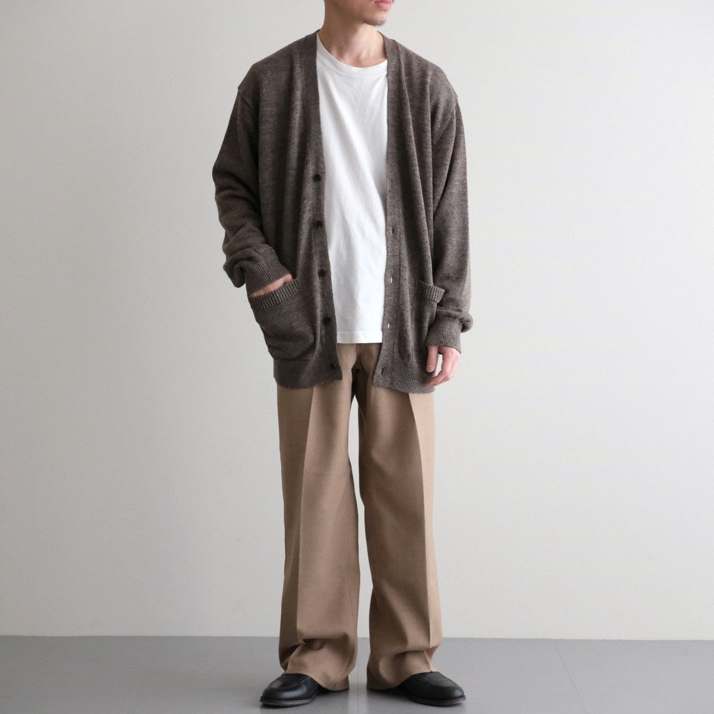 WASHED HIGH COUNT LINEN V NECK CARDIGAN #BROWN [BN-26SM-021]