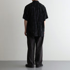 ORIGINAL PRINTED OPEN COLLAR SHIRTS (KASURI) Short-sleeve #BLACK [261OJ-SH20]