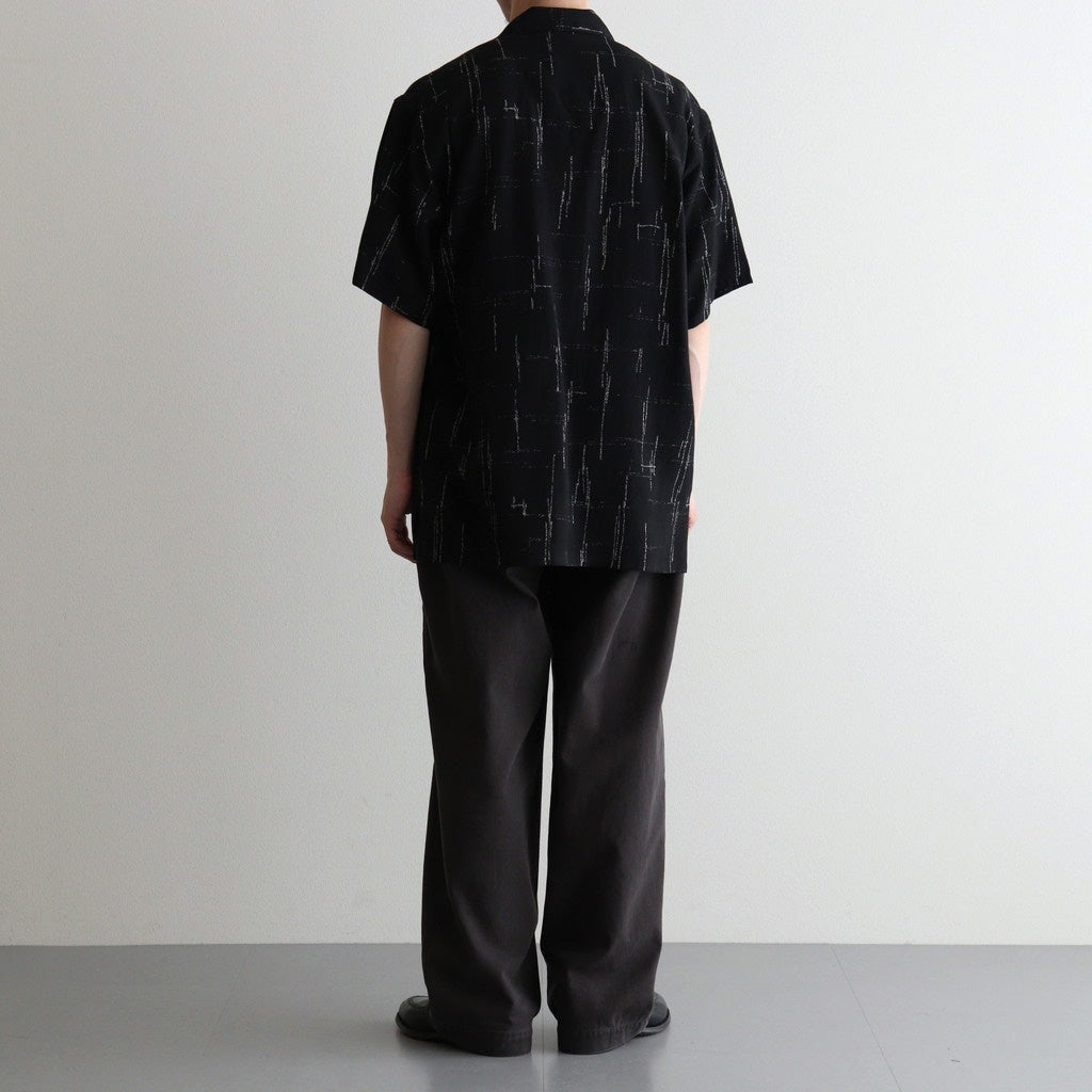 ORIGINAL PRINTED OPEN COLLAR SHIRTS (KASURI) Short-sleeve #BLACK [261OJ-SH20]