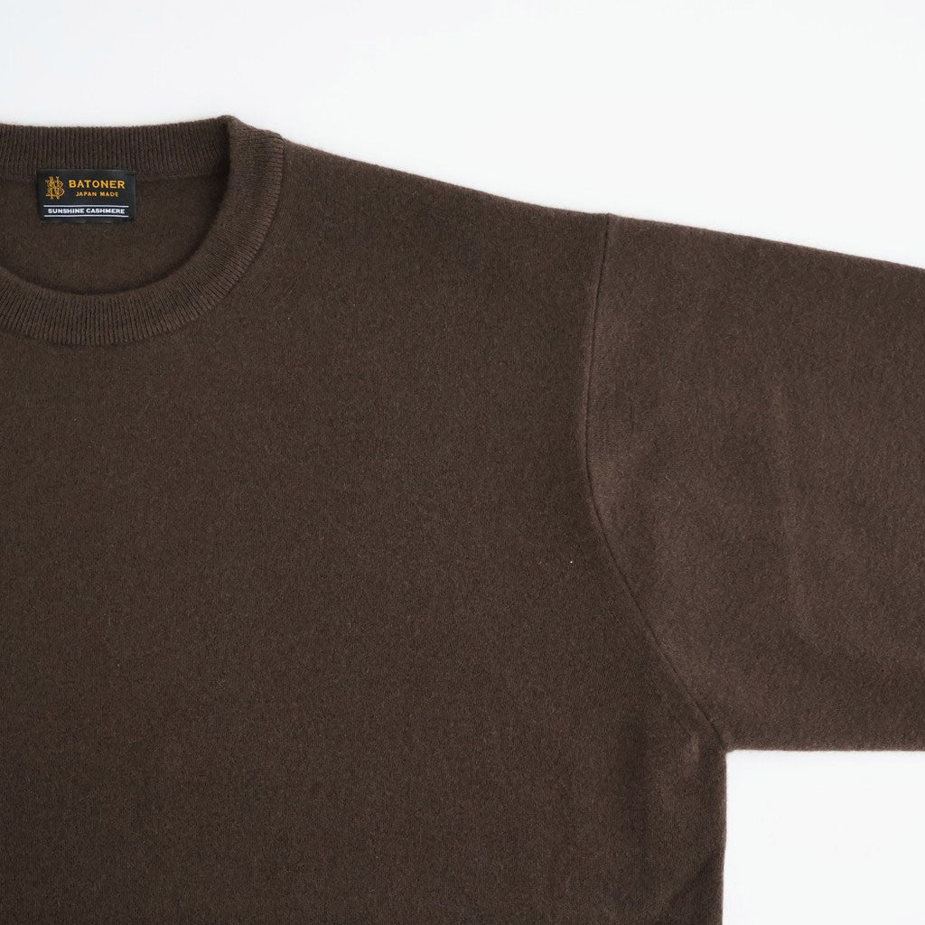 SUNSHINE CASHMERE CREW NECK #BROWN [BN-26FM-057]