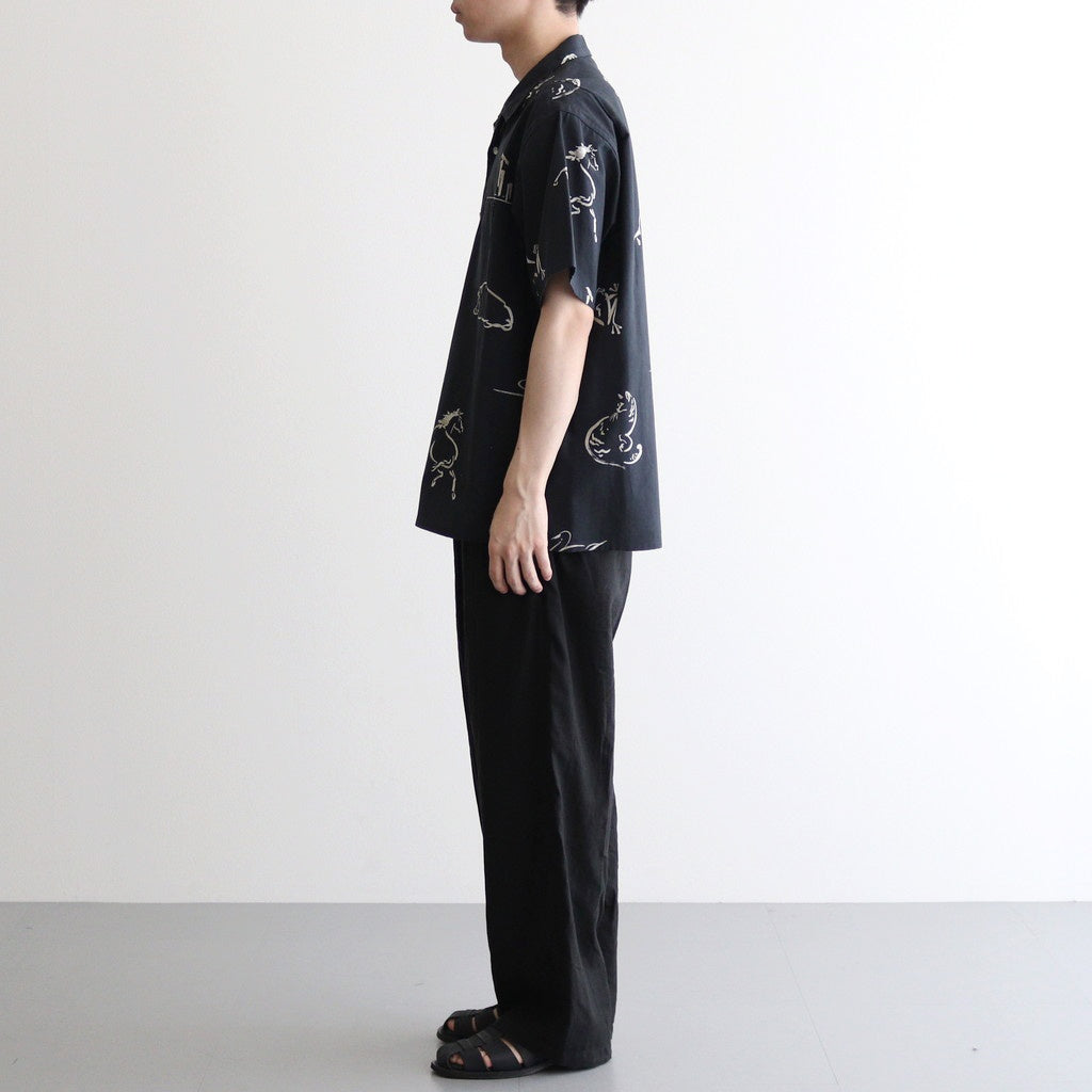 ORIGINAL PRINTED OPEN COLLAR SHIRTS (Animal Drawing) Short-sleeve #ONYX [251OJ-SH22]