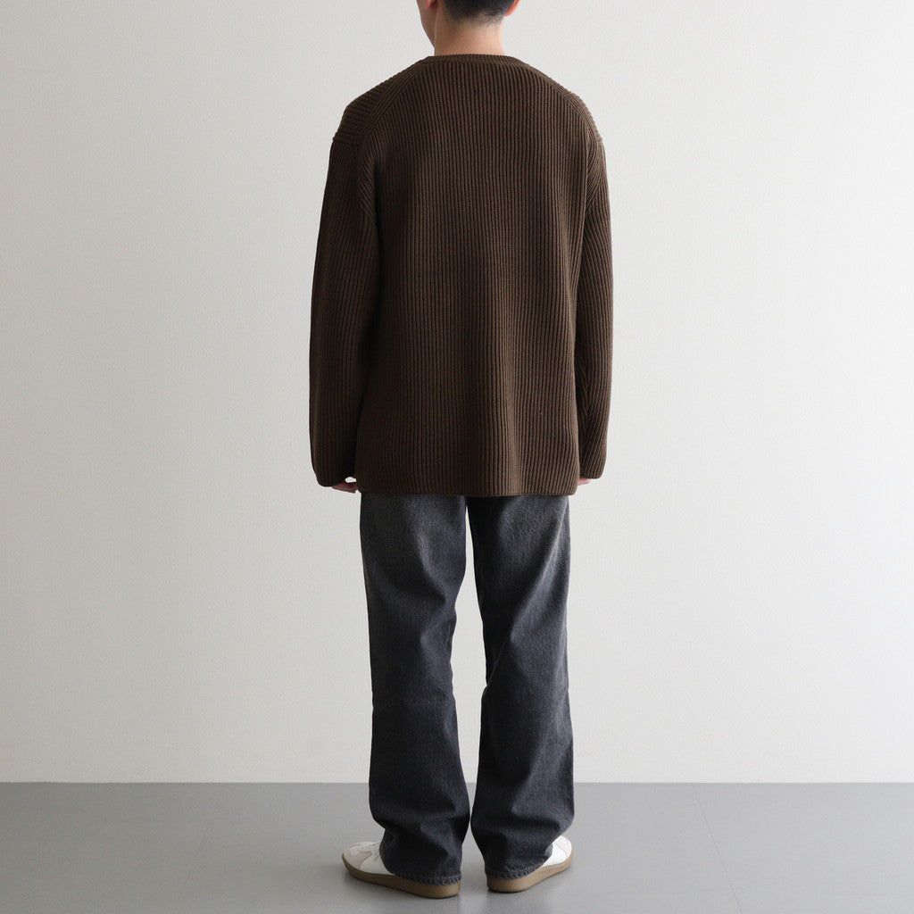 SOLID WOOL RIB CREW NECK #OLIVE [BN-24FM-042]