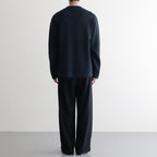 SOLID WOOL RIB CREW NECK #DARK GREEN×NAVY [BN-25FM-042]
