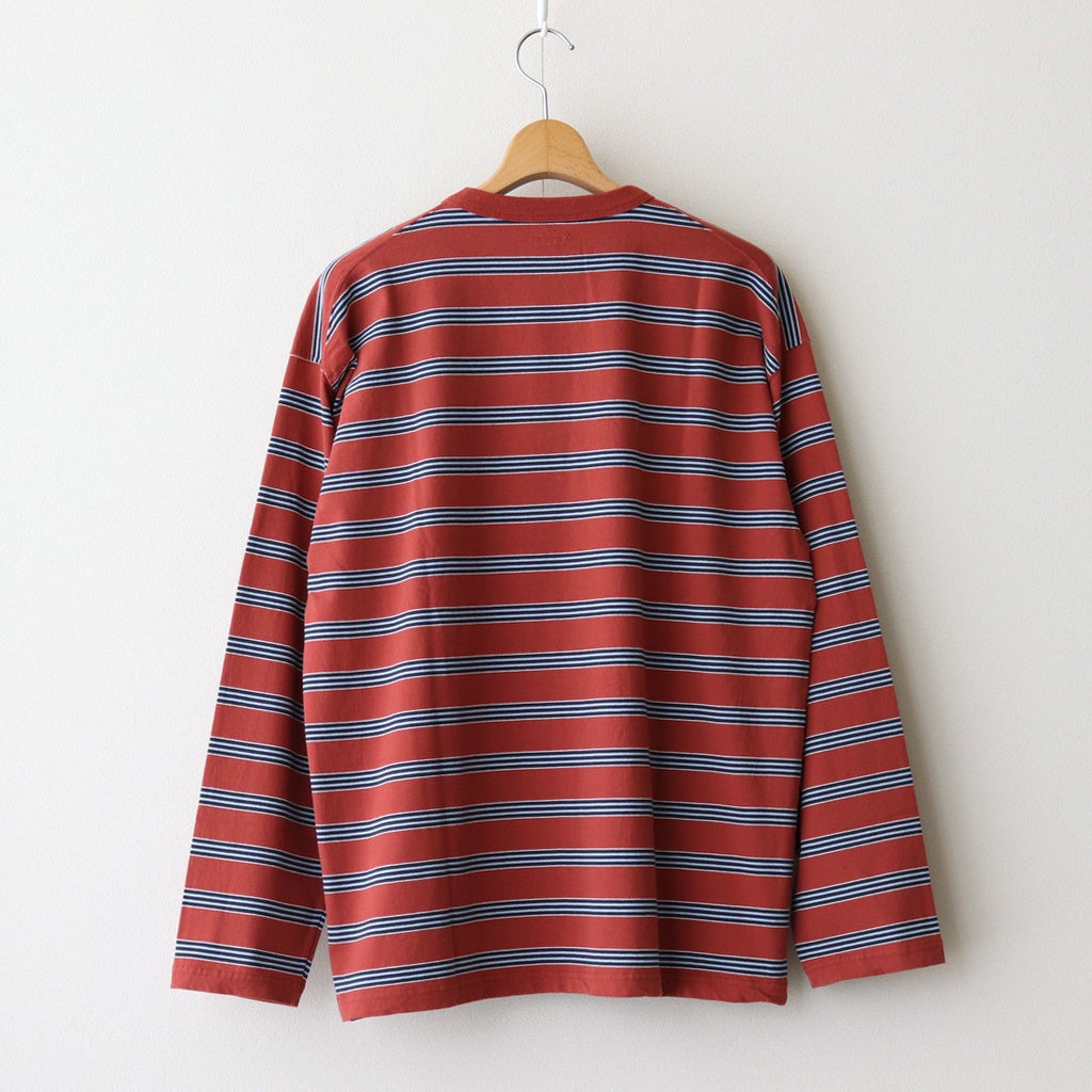 BORDER LONG SLEEVE TOP #N.REDxSAX [PMAT-CL02]