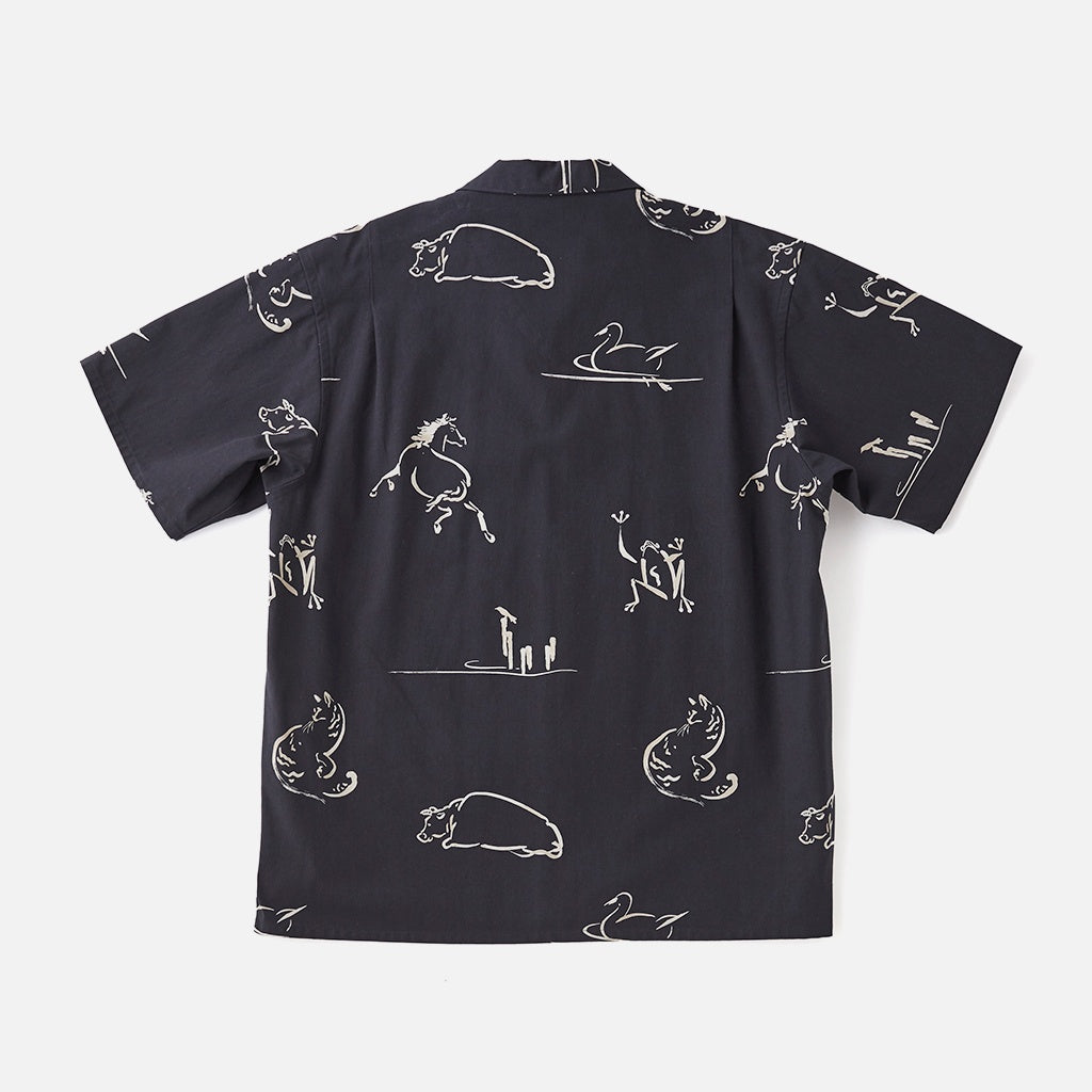 ORIGINAL PRINTED OPEN COLLAR SHIRTS (Animal Drawing) Short-sleeve #ONYX [251OJ-SH22]
