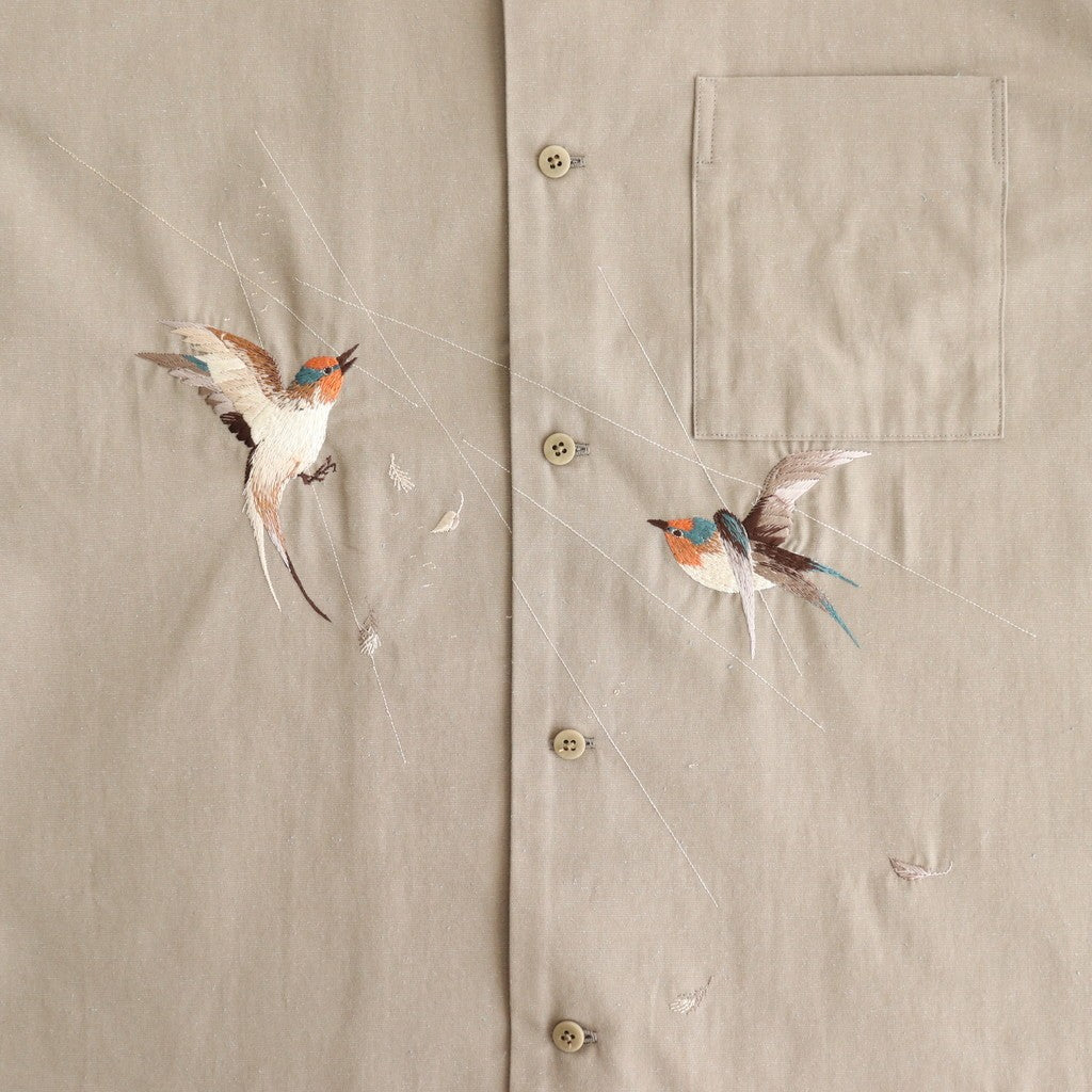 SILK NEP CLOTH SOUVENIR SHIRTS (Short-sleeve) #CELADON [251OJ-SH14]