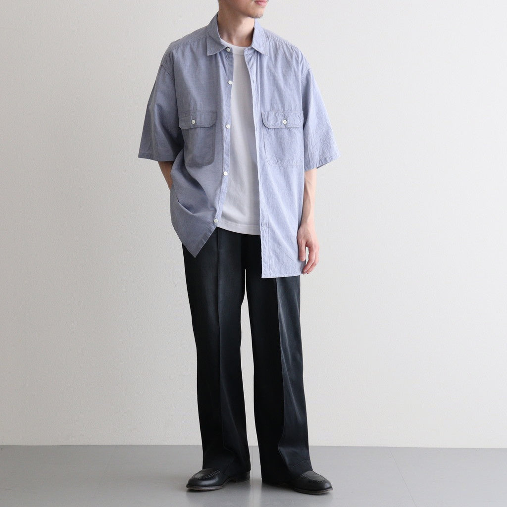 Hard Twist Chambray Work Shirt S/S #SaxeBlue [bROOTS26S4]