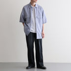Hard Twist Chambray Work Shirt S/S #SaxeBlue [bROOTS26S4]