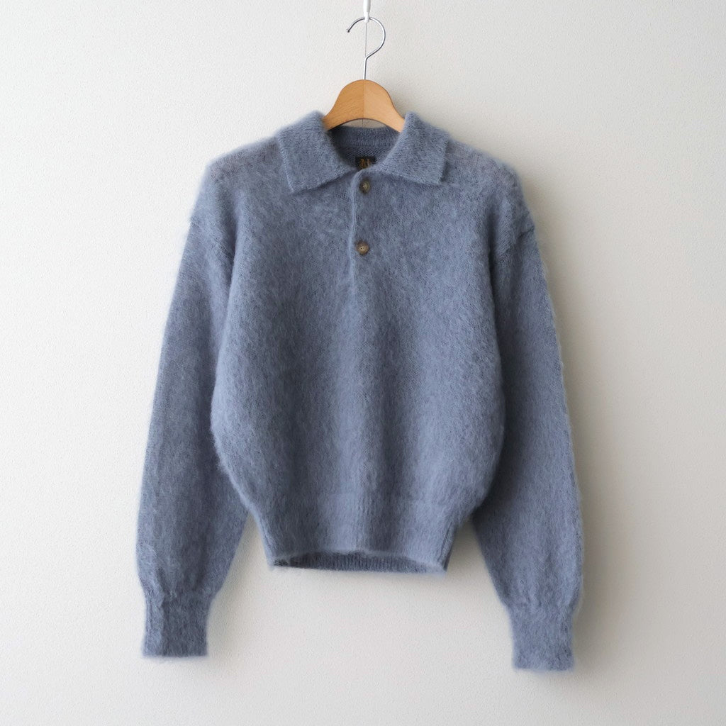 PURE MOHAIR SHAGGY POLO #SAX GRAY [BN-25FL-053]
