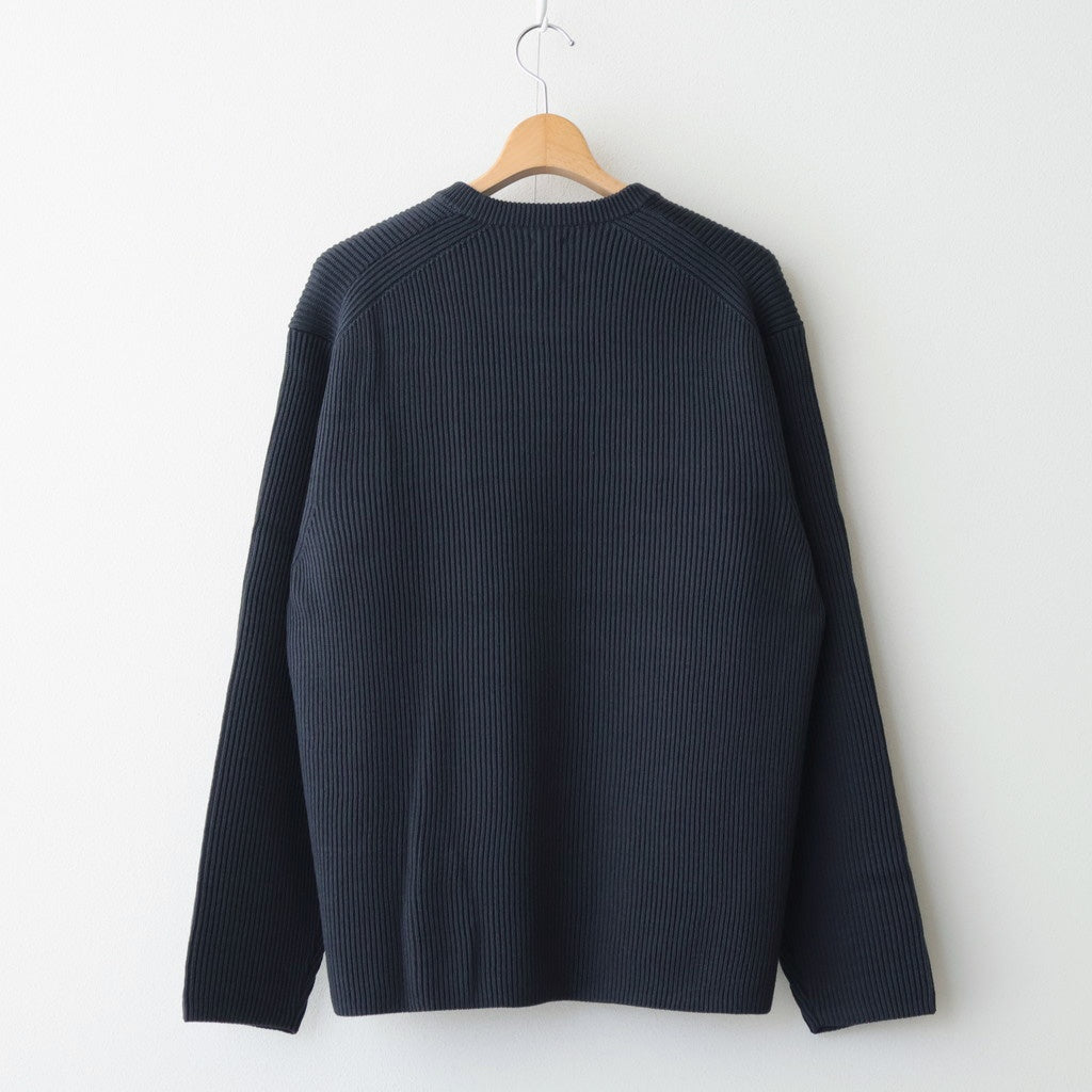 SOLID WOOL RIB CREW NECK #CHARCOAL BLUE [BN-25FM-042]