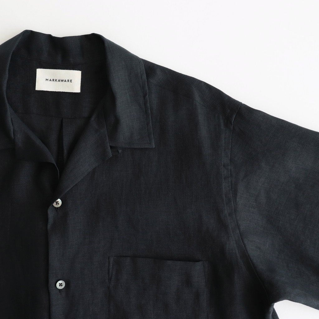 NEW OPEN COLLAR S/S SHIRT #BLACK [A25B05SH01B] - Diffusion 三重県