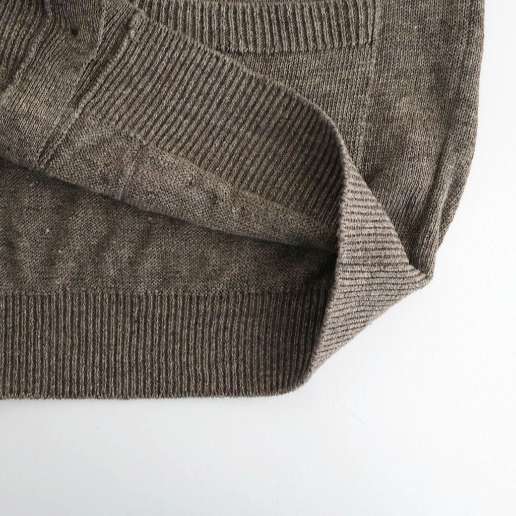 WASHED HIGH COUNT LINEN V NECK CARDIGAN #BROWN [BN-26SM-021]